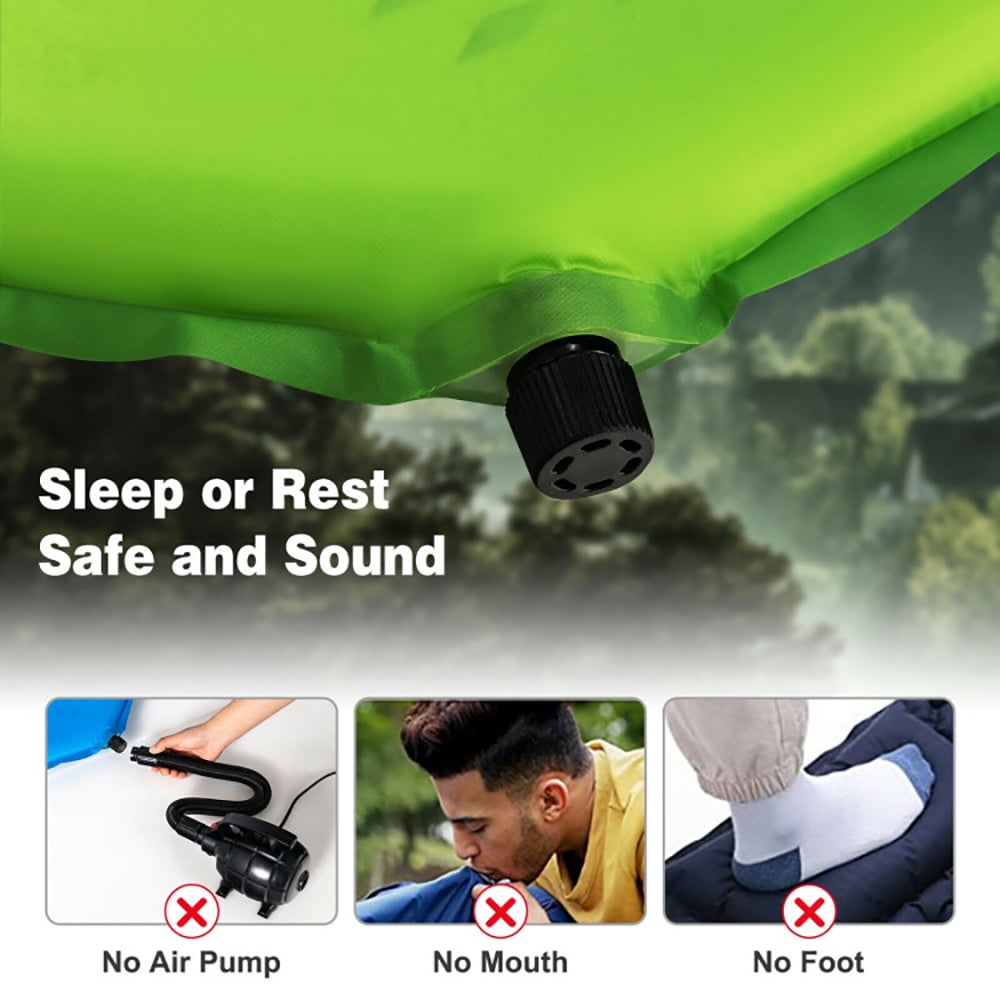 Topcobe Inflatable Sleeping Pad with Carrying Bag, Outdoor Portable Camping Bed for Travel, Green