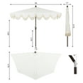 thumbnail image 4 of JONATHAN Y Beverly 9 ft. Half Market Patio Umbrella, Designer Classic Scalloped Fringe with Crank, Tilt Button and UV Protection, Cream/White, Dark Brown Pole, 4 of 10