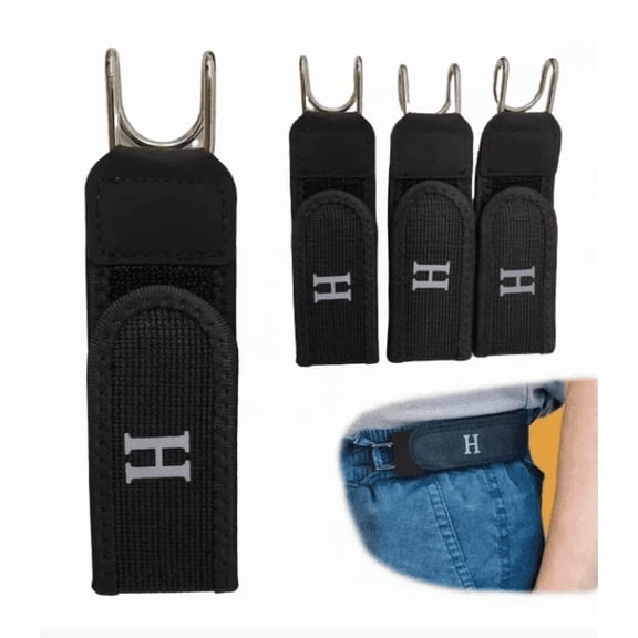 Lazy Elastic Waistband Extender Buckle, No-Slip Pants Tightener for Jeans, Trousers, Maternity Wear, Weight Loss, Adjustable Belt Strap (Set of 2) Under $10, Black One Size