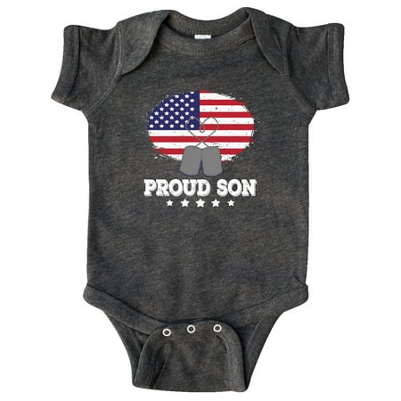 

Inktastic Military Proud Son US Flag Gift Baby Boy or Baby Girl Bodysuit