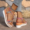 thumbnail image 4 of Rokment Boho Platform Wedge Dress Sandals for Women 2026 Beach Summer Ethnic Colorful Linen Sole Memory Foam Espadrilles High Heels Slingback Sandals C Size 7, 4 of 6