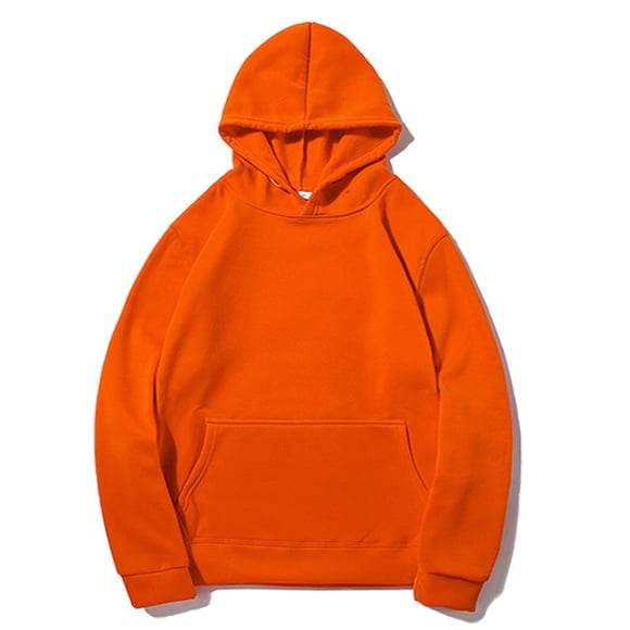 Penkiiy Mens Hoodies Pullover Long Sleeve Casual Fashion Hoody Sweatshirts Drawstring Gym Hooded Sweater with Pockets M Orange