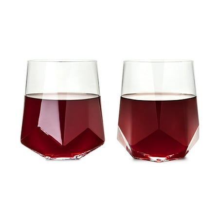 Raye Faceted Crystal Wine Glass (Set of 2) by