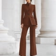 thumbnail image 2 of Purcolt Womens Suits 2 Piece Sets Business Casual Slim Fit Stand Neck Single Button Blazer and Straight Pants Wrinkle Free Office Work Outfits, 2 of 9