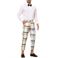thumbnail image 2 of INSPIRE CHIC Plaid Cropped Pants for Men's Slim Fit Business Checked Slacks Beige 28, 2 of 5