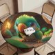 thumbnail image 5 of Loro-theme Fitted Round Tablecloths Elastic Edged Table Covers Waterproof Table Cloth for Kitchen Holiday Party Tables Decor 120cm, 5 of 6