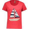 thumbnail image 3 of Inktastic Blue Striped Sailboat Nautical Women's Plus Size T-Shirt, 3 of 5