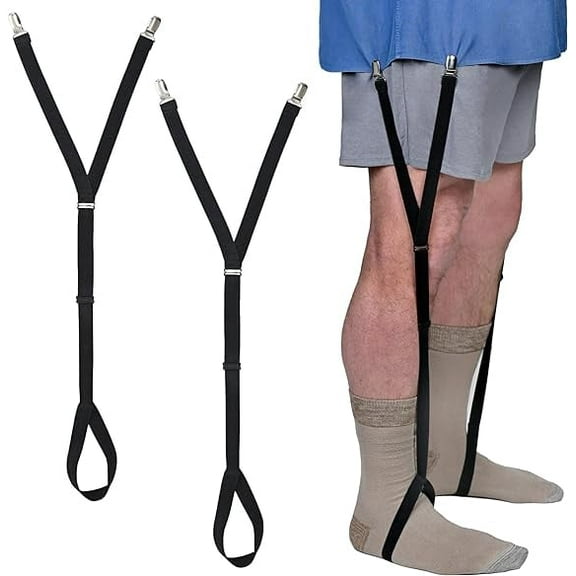 1 Pair Shirt Stays for Men with Foot Loops Elastic Black Shirt Garters for Men and Women