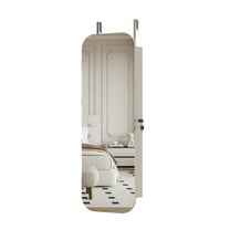 Jewelry Armoire Organizer with Full Length Door or Wall Mounted Lockable Storage Cabinet Interior Mirror White