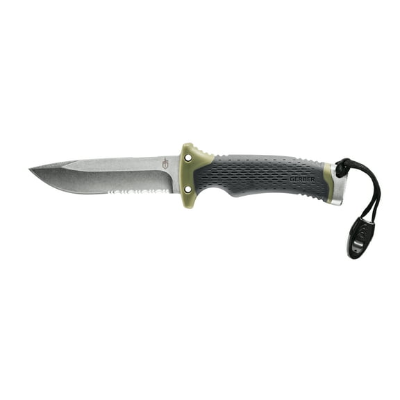 Gerber Ultimate Camping & Survival Knife, 4.75” Fixed Blade with Fire Starter, Green