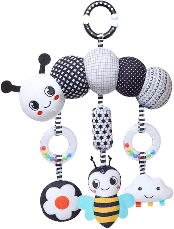 Baby Crib Mobile Sensory Toy Black and White Crib Mobile Rattles Bed Bells Kids Toy