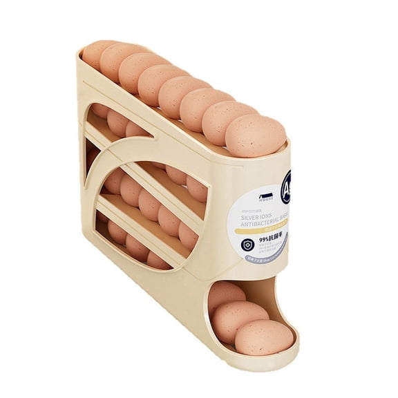 Auto Rolling Egg Holder for Refrigerator Door, Sliding Egg Storage Container, Space Saving Fridge Egg Tray Organizer Kitchen Fresh Egg Storage Rack