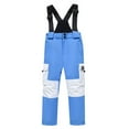thumbnail image 2 of ZACPNCV Kids Snow Ski Bib Pants Winter Waterproof Warm Insulated Snowboard Pants for Boys Girls Blue 8-10 Years, 2 of 9