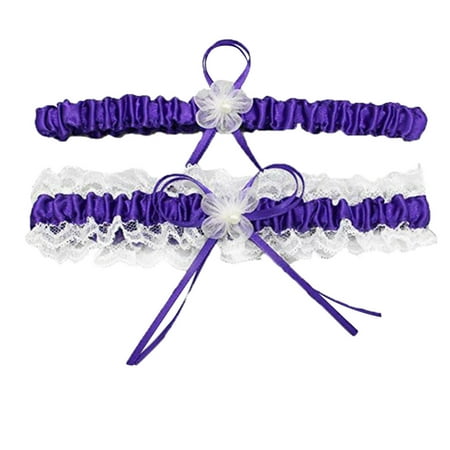 

Labakihah headbands for women Bridal Throw Lace Garter For Party Weddings Women Elastic Leg Ring Purple