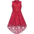 thumbnail image 1 of Girls Dress Burgundy Lace Halter Hi-low Dress Dancing Party 6 Years, 1 of 8
