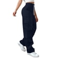 thumbnail image 2 of Resicozy Baggy Cargo Pants Women High Waisted Wide Leg Pants Hiking Streetwear Casual Fashion Trousers with Pockets Navy 2XL, 2 of 6