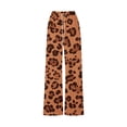 thumbnail image 4 of OGLCCG Girl's Leopard Print Pants Elastic Waist Wide Leg Cheetah Pants Lightweight Baggy Trousers Size 7-8, 4 of 5