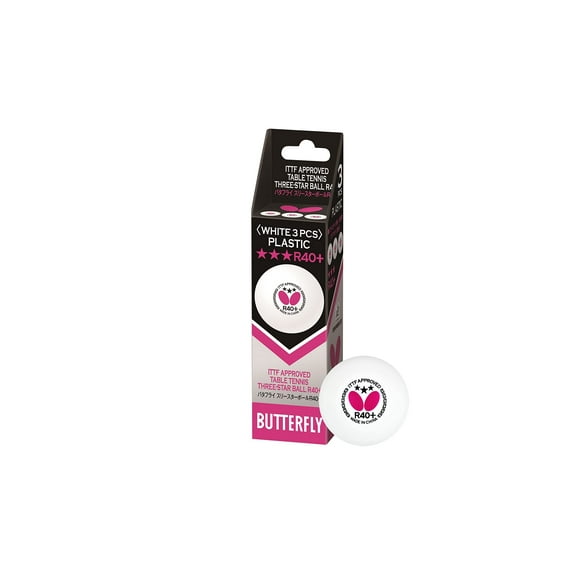 Butterfly Balles de Tennis de Table R40+ - Balle de Ping-Pong Blanche 40 mm - Balle de Tennis de Table Professionnelle Certifiée ITTF - Balle de Tennis de Table en Poly - Lot de 3 Ou Lot de 12