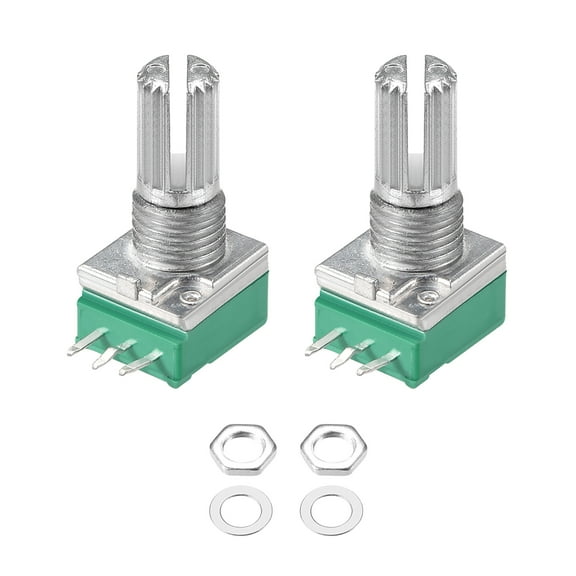 Uxcell 20K Ohm Variable Resistors Single Rotary Carbon Film Taper Potentiometer, 2pack