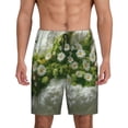 thumbnail image 3 of Lsque Nature Hand Daisies Art Mens Sleep Pajama Shorts,Short Pajama Pants, Cotton Ultra-Soft Knit-Large, 3 of 9