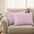 thumbnail image 3 of Outdoor Waterproof Pillow Covers Farmhouse Pink Purple Plaid Decorative Throw Pillow Protectors,Pillowcase Cushion Cases for Patio Sofa Garden Couch,20x12in,Pack of 2, 3 of 14