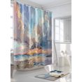 thumbnail image 3 of Grey Blue Teal Coastal Shower Curtain Set, Waterproof Shower Curtains for Bathroom, Oil Painting Modern Abstract Art Washable Fabric Cloth Bath Curtain for Bathtub Decoration with Hooks 48x72 Inches, 3 of 6