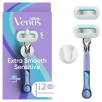 Venus Summer Surf Extra Smooth Sensitive Razor for Women, 5 Blades, Manual Razor, Handle 2 Razor Blade Refills Shower Hook, Purple