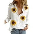 thumbnail image 2 of Yellow Women Shirts, Womens V Neck Roll Up Sleeve Down Blouses Tops,Women Shirts 3XL, 2 of 4