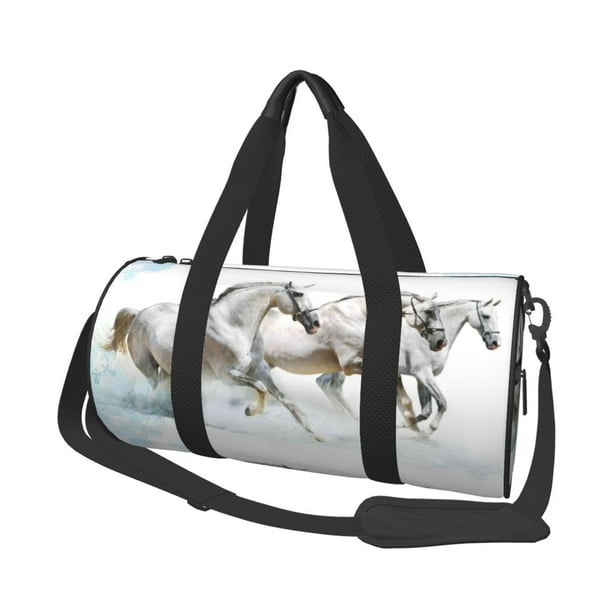 Easygdp Running White Horses Bolsa de Viaje, Bolsa de Mano, Bolsa de Gimnasio, Bolsa de Equipaje para Viaje