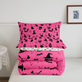thumbnail image 5 of Feelyou Spooky Skull Full Size Comforter Sets, Cartoon Black Cat Bedding Comforter Set, Hot Pink, Halloween Reversible, 3pcs, 1 Comforter and 2 Pillowcases, 5 of 7