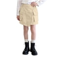 thumbnail image 2 of ATOGUTA Skirts for Girls Khaki Elastic High Waist A-Line Short Mini Skirt for School Casual 1T-15, 2 of 7