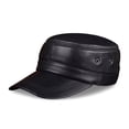thumbnail image 1 of Genuine Leather Rider Style Cowhide Fashion Army Cap Box Hat Cadet Visor Men's Baseball Hats Caps ,Fashion, 1 of 6