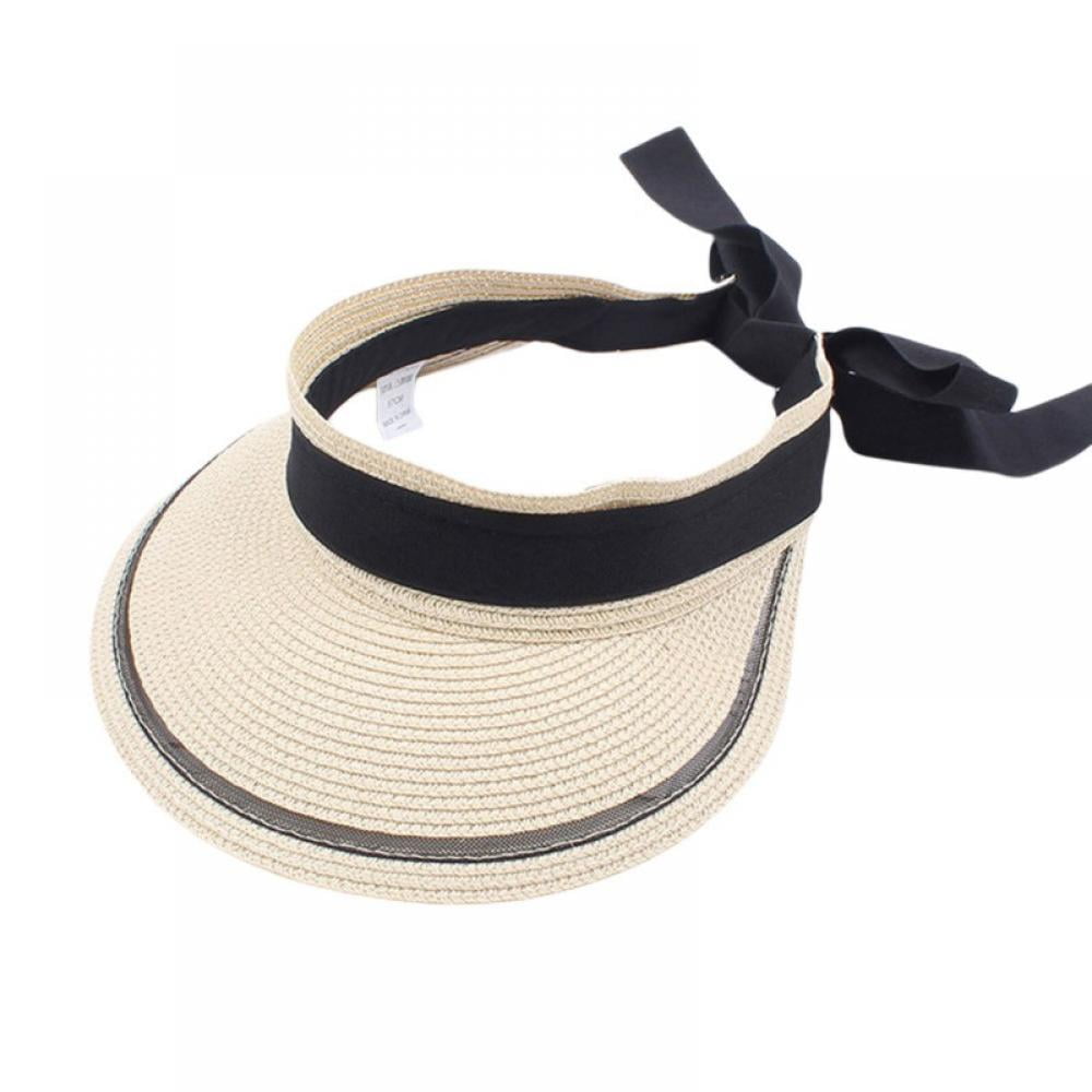Womens Straw Sun Visor Hats Wide Brim 