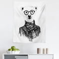thumbnail image 1 of Black and White Tapestry, Hand Drawn Monochrome Sketch Style Hipster Bear with Jacket Scarf Glasses, Fabric Wall Hanging Decor for Bedroom Living Room Dorm, 5 Sizes, Black Grey and White, by Ambesonne, 1 of 1