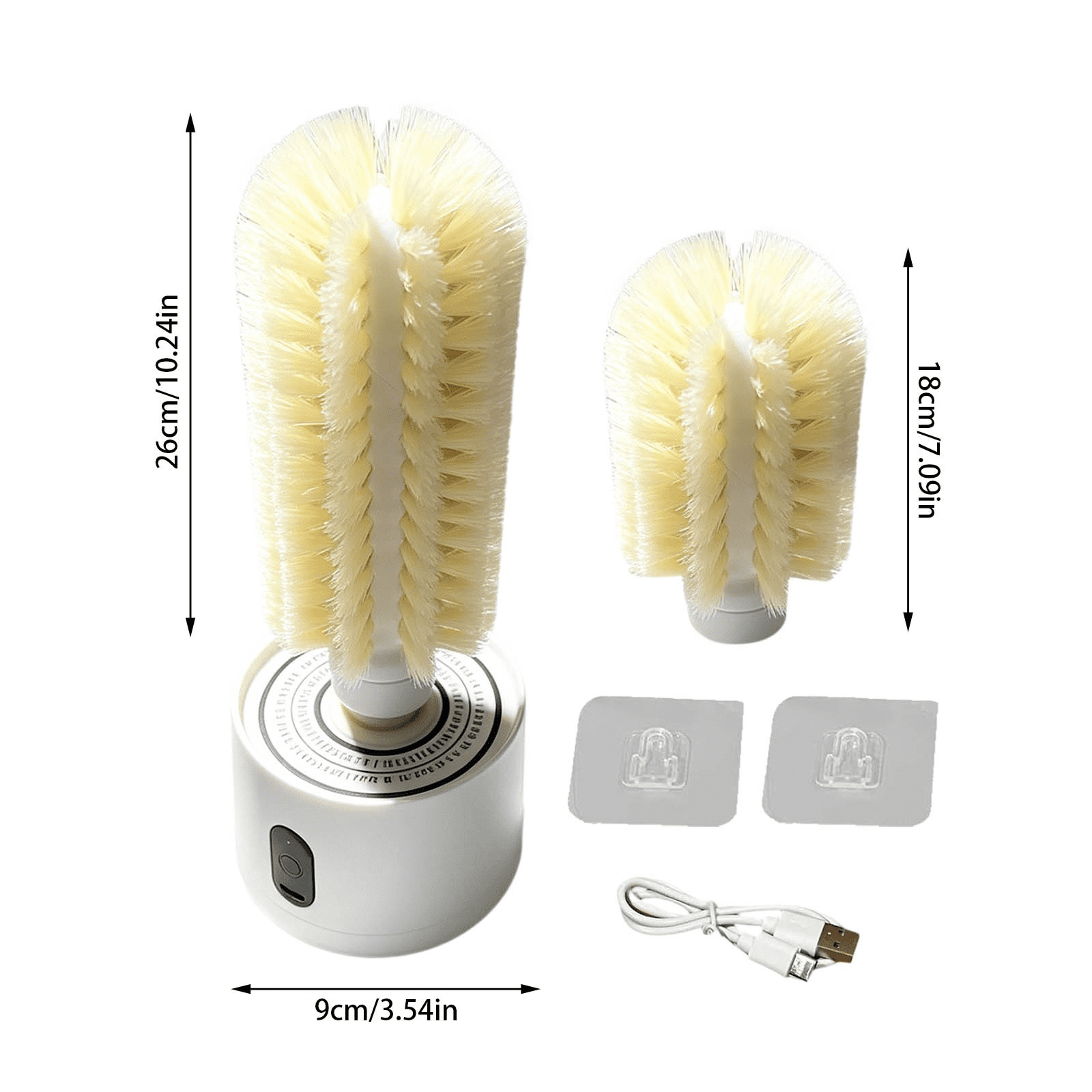Electric Bottle Brush Cleaner Wall Mount, Automatic Bottle Scrubber for Cleaning, Long and Short Brush Head, Fits for Most Bottles and Cups