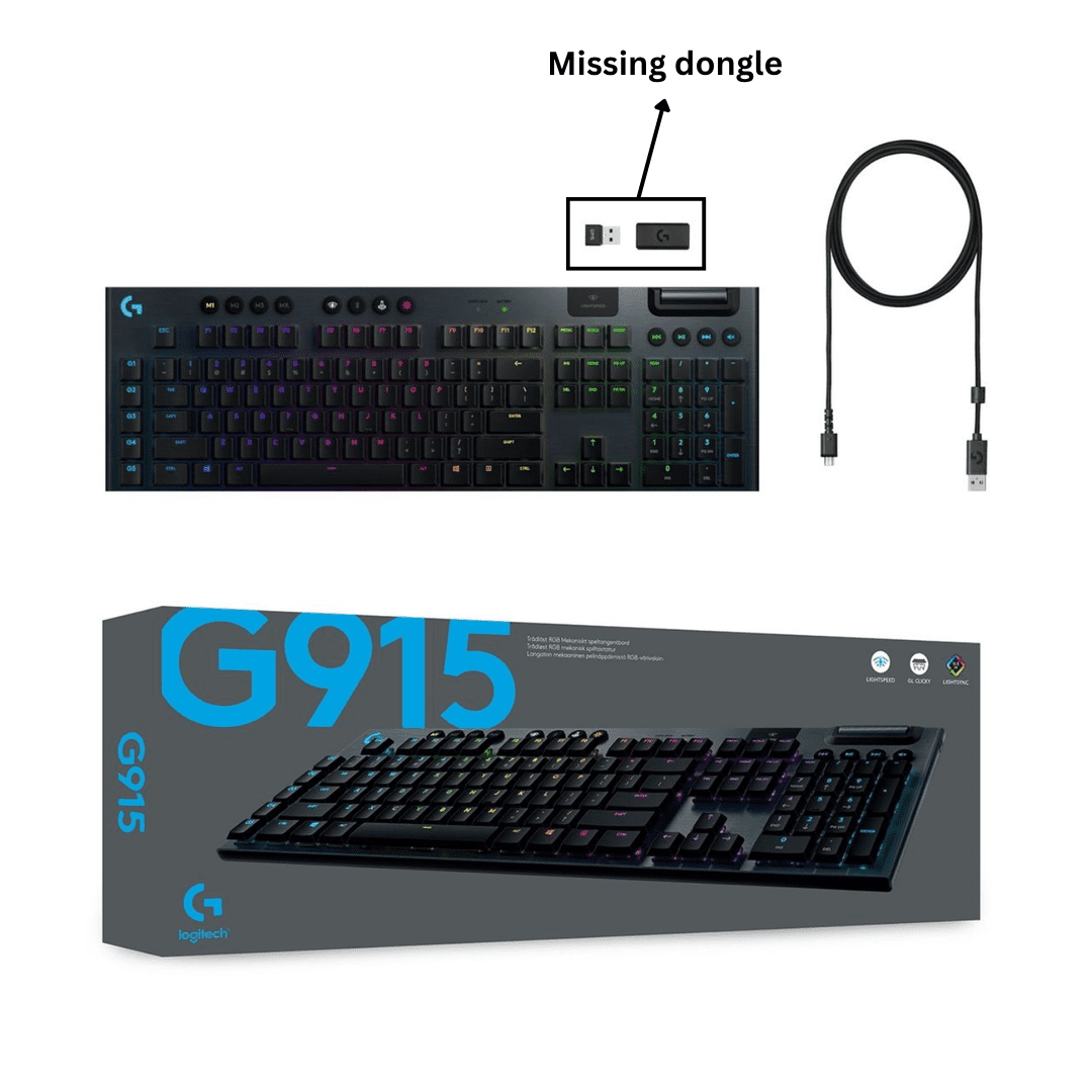 Logitech G915 LIGHTSPEED Wireless RGB Mechanical Gaming Keyboard-GL Clicky (Missing dongle)