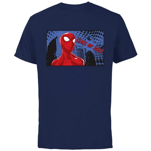 Marvel Spider-Man Class of 2023 Graduation Comic - Short Sleeve Cotton T-Shirt for Adults - Customized-Navy
