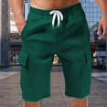 thumbnail image 4 of Mens Shorts Casual Elastic Waist Drawstring Lightweight Summer Beach Cargo Shorts Dark Green XL, 4 of 5