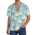thumbnail image 1 of Fotbe White Geese and Flower Camisa Estampada de Manga Corta para Hombre, Casual de Verano, Estilo Playero, Sin Arrugas-Medium, 1 of 5