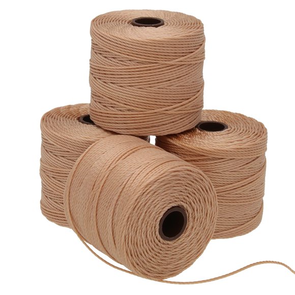 The Beadsmith S-Lon Bead Cord – .5 mm Twisted Nylon Cord for Stringing, 4 Spools, Light Copper Color, TEX210, 77 Yards per Spool