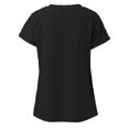 thumbnail image 6 of OSOLU Women Casual Loose Solid Color Crew Neck Mesh Knitted Jacquard Bat T-Shirt Short Sleeve Tee Tops Classic Women Tops Dressy Casual, 6 of 7
