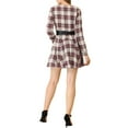 thumbnail image 3 of MODA NOVA Junior's Christmas Party Plaids Long Sleeves Belted Mini A Line Shirt Dress, 3 of 5