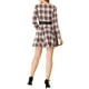 thumbnail image 3 of Vestido de camisa A-line con cinturón de manga larga y estampado de cuadros para mujeres Inspire Chic M Burdeos, 3 of 7