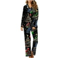 thumbnail image 2 of Cavosen Christmas 2 Piece Silk Pajamas for Women Set and Elastic Waist Pants Breathable Sleepwear Christmas Tree Printed Warm Pockets Comfortable, 2 of 5