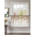 thumbnail image 2 of Sheer Curtains 54 Inch Length 2 Panels Set for Kitchen, Eucalyptus Leaves Semi Sheer Curtains for Windows, Brown Summer Botanical Weeping Voile Window Treatments Rod Pocket Curtain, 2 of 7