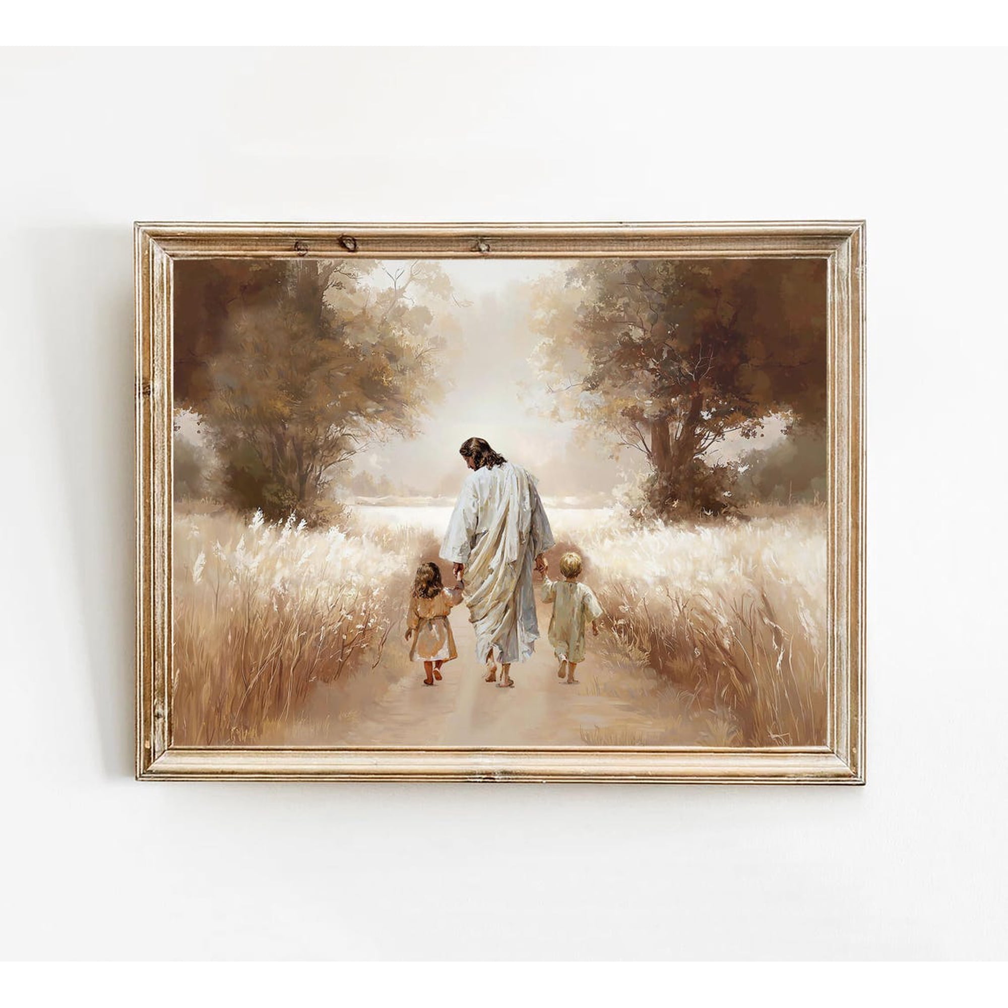 Jesus And Children Poster Christian Family Faith Home Wall Decor Unframed Paper Print