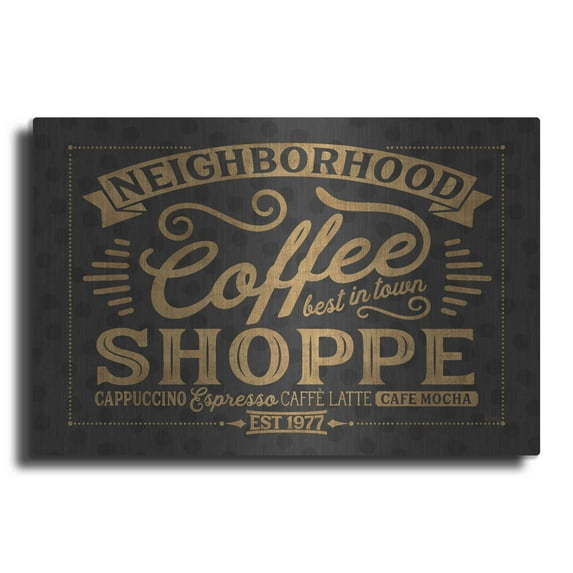 Luxe Metal Art 'Coffee and Friends IV' by Veronique Charron, Metal Wall Art, 36"x24"