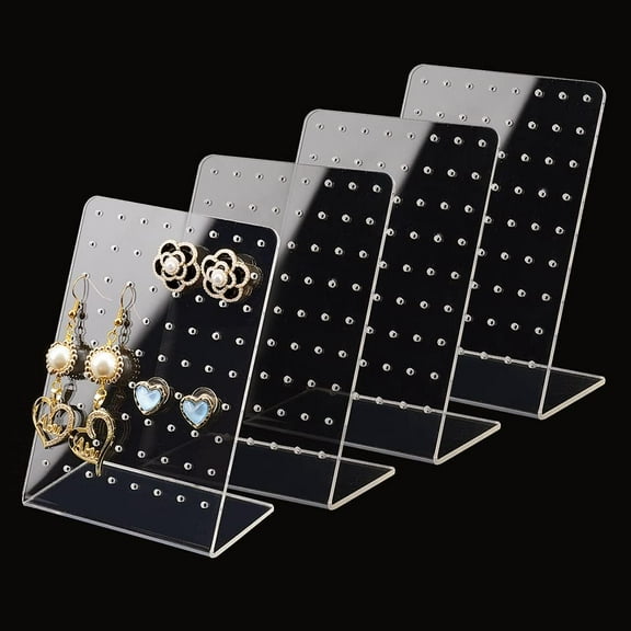 4 Pack 72 Holes Acrylic Earring Holder Organizer Ear Studs Jewelry Storage Display Rack Showcase Earrings Display Stand Earring Storage