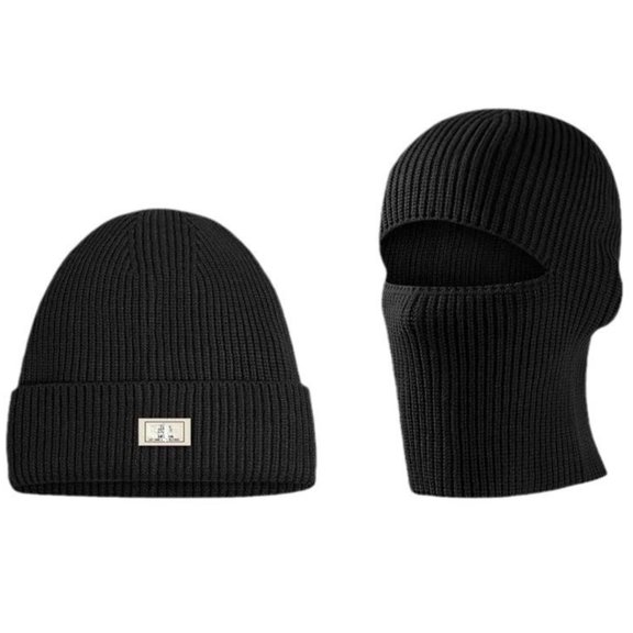 Topboutique Ski Mask, Winter Balaclava, 1 Hole Knitted Full Face Cover, Open Hole Face Mask, Knit Cold Weather Hat, Warm Full Face Mask, Thermal Skiing Mask for Outdoor Sports, Black