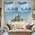 thumbnail image 4 of Swag Curtains Valances for Windows, Blue Ocean Beach Short Kitchen Window Curtains Over Sink, Blue Sky Seascape Cafe Curtains Panel Set Of 2,Rod Pocket, 36 Inches Length, 4 of 8